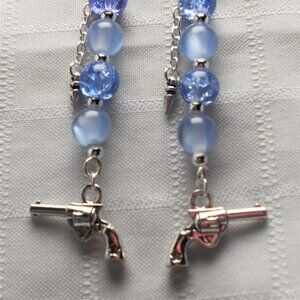 No. 11 Handmade earrings with Tibetan silver 3D revolvers charms